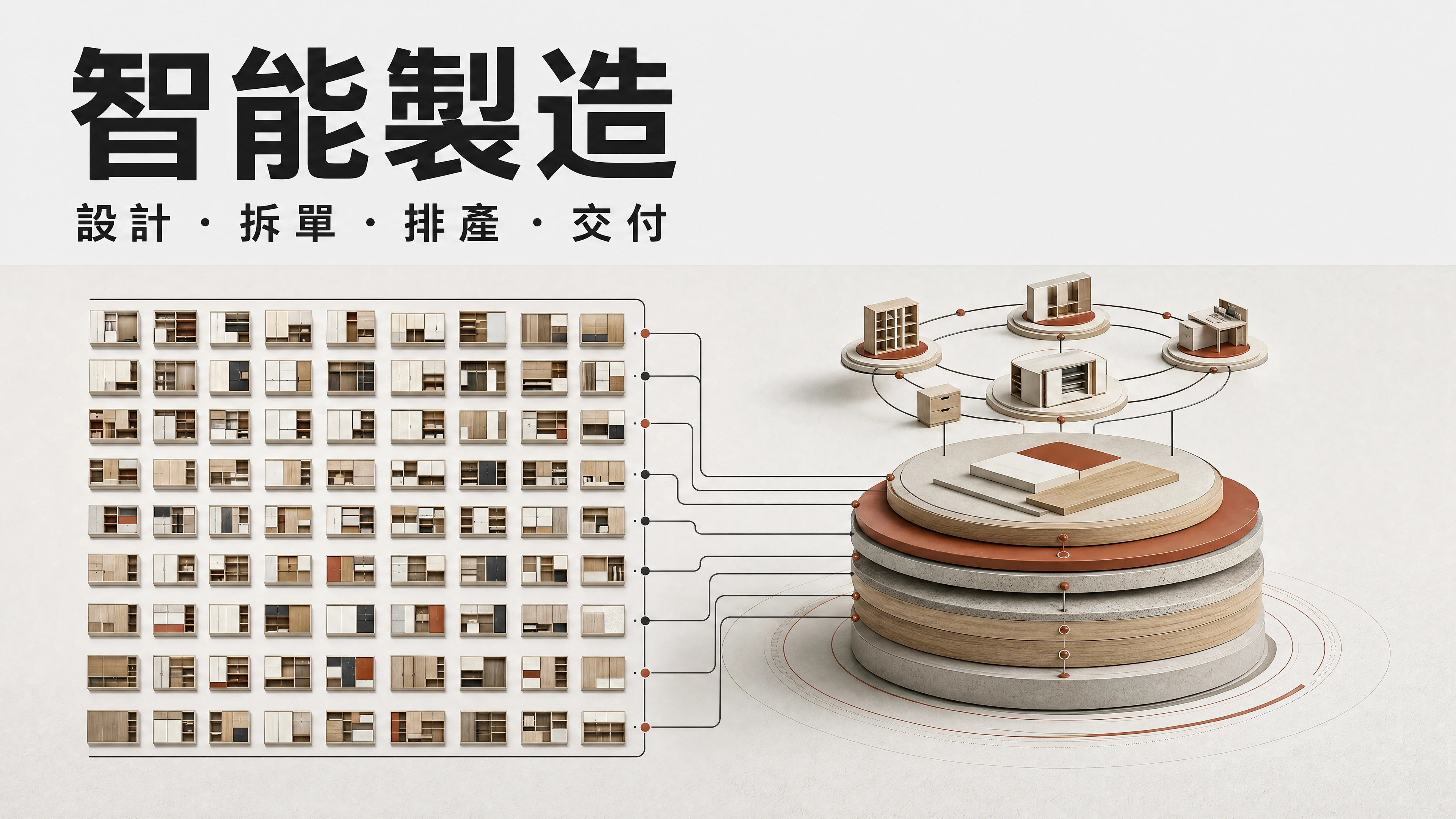 智能製造：設計、拆單、排產、交付，依官網數位架構圖重新詮釋的流程圖
